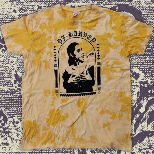 PJ Harvey Bleached Tie-Dye T-Shirt: Hand Screen Printed Reworked Tee