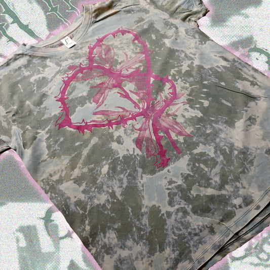 Spiky Heart - Bipolia Merch - Hand Screen Printed Bleached Tee