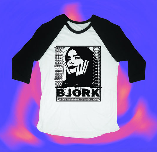 Björk Inspired Baseball T-Shirt – Hand Screen Printed