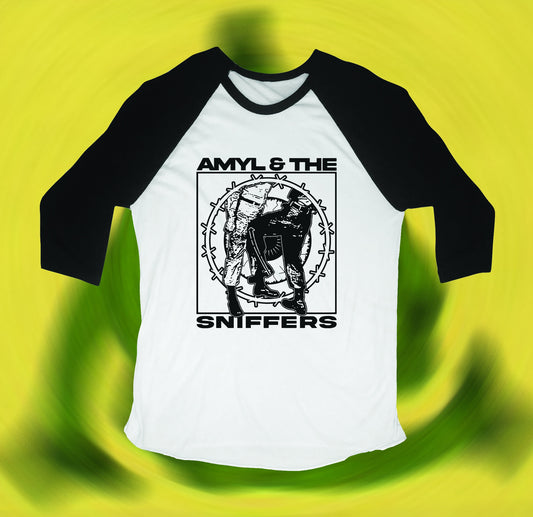 Amyl and the Sniffers Inspired Baseball T-Shirt – Hand Screen Printed