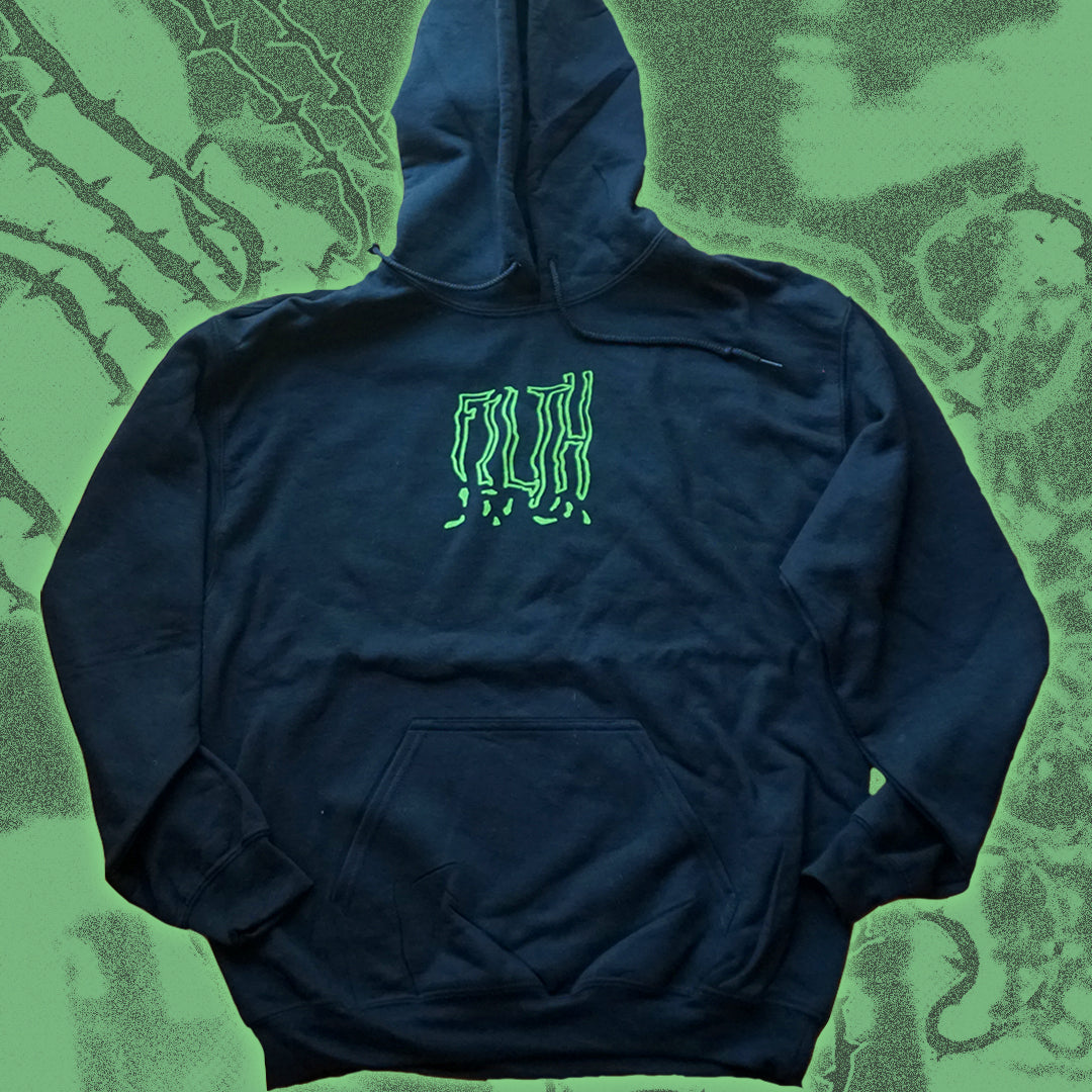 FILTH Black Hoodie - Bipolia Merch - Hand Screen Printed