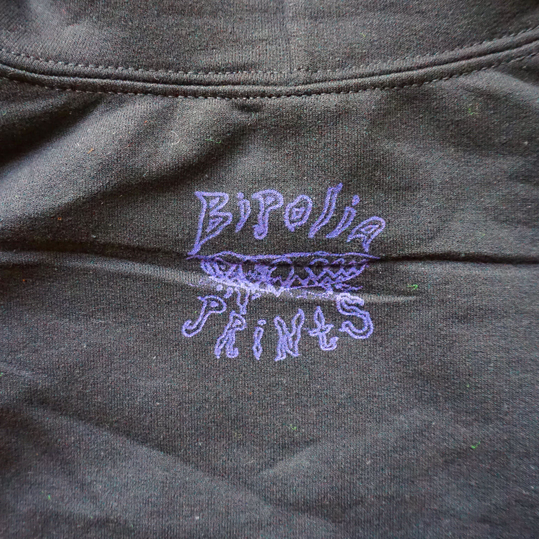 HEART Black Hoodie - Bipolia Merch - Hand Screen Printed