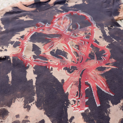 Double Heart Shirt - Bipolia Merch - Hand Screen Printed Bleached Tee