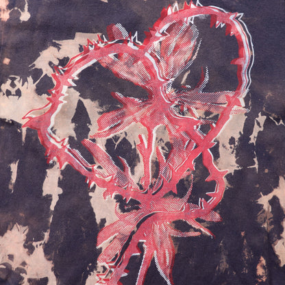 Double Heart Shirt - Bipolia Merch - Hand Screen Printed Bleached Tee