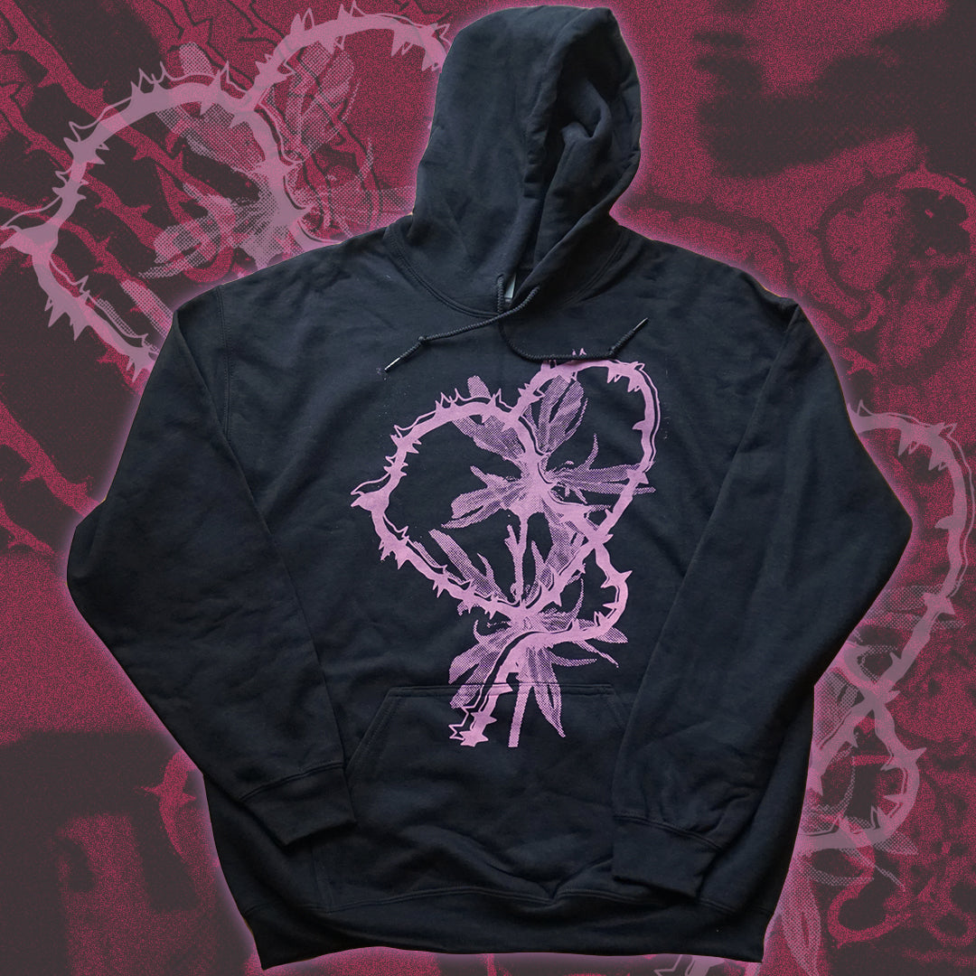 HEART Black Hoodie - Bipolia Merch - Hand Screen Printed