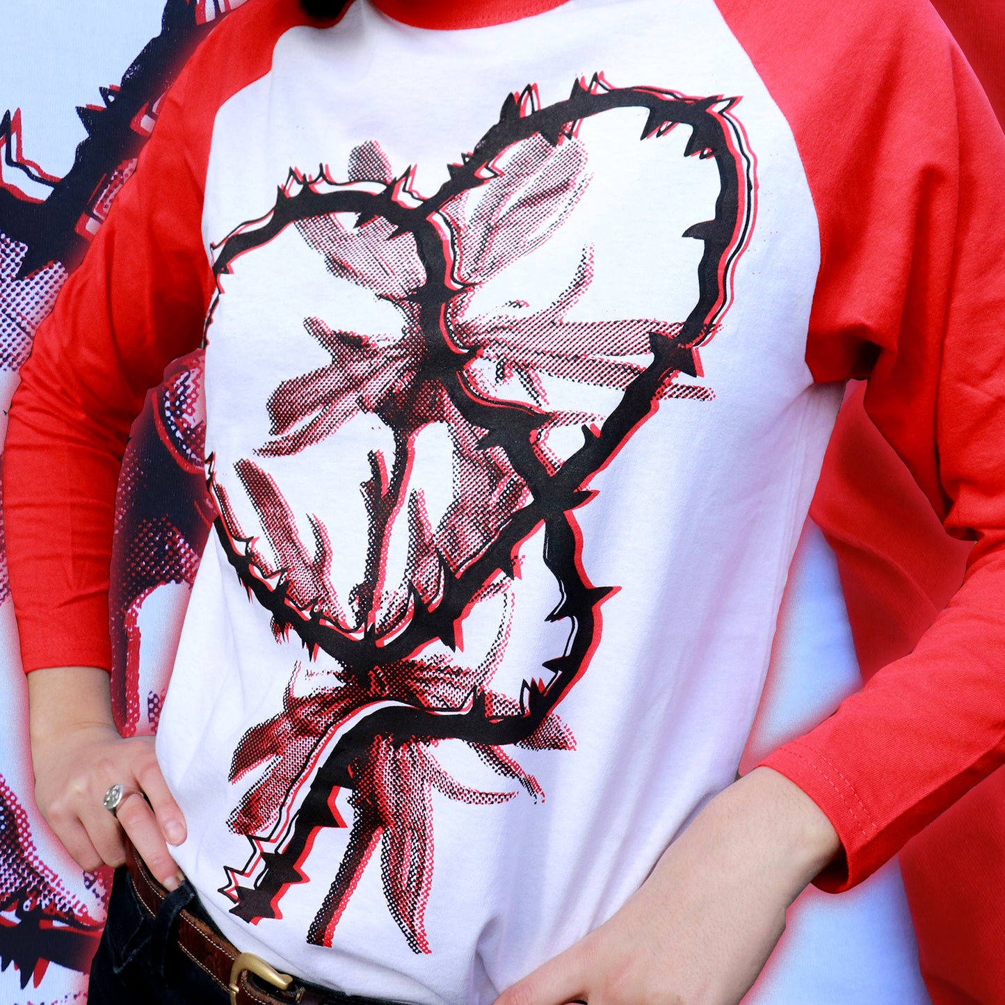HEART RED Baseball Shirt – Bipolia Merch - Hand Screen Printed