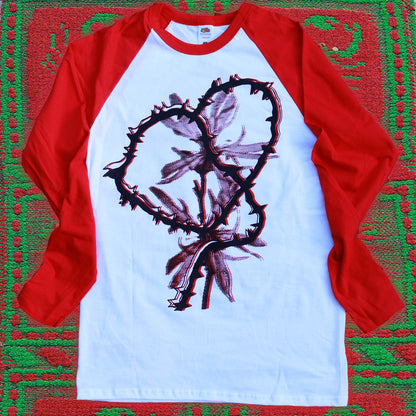 HEART RED Baseball Shirt – Bipolia Merch - Hand Screen Printed