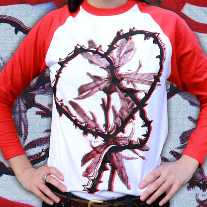 HEART RED Baseball Shirt – Bipolia Merch - Hand Screen Printed