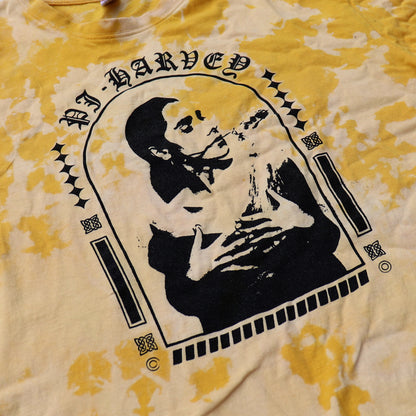 PJ Harvey Bleached Tie-Dye T-Shirt: Hand Screen Printed Reworked Tee
