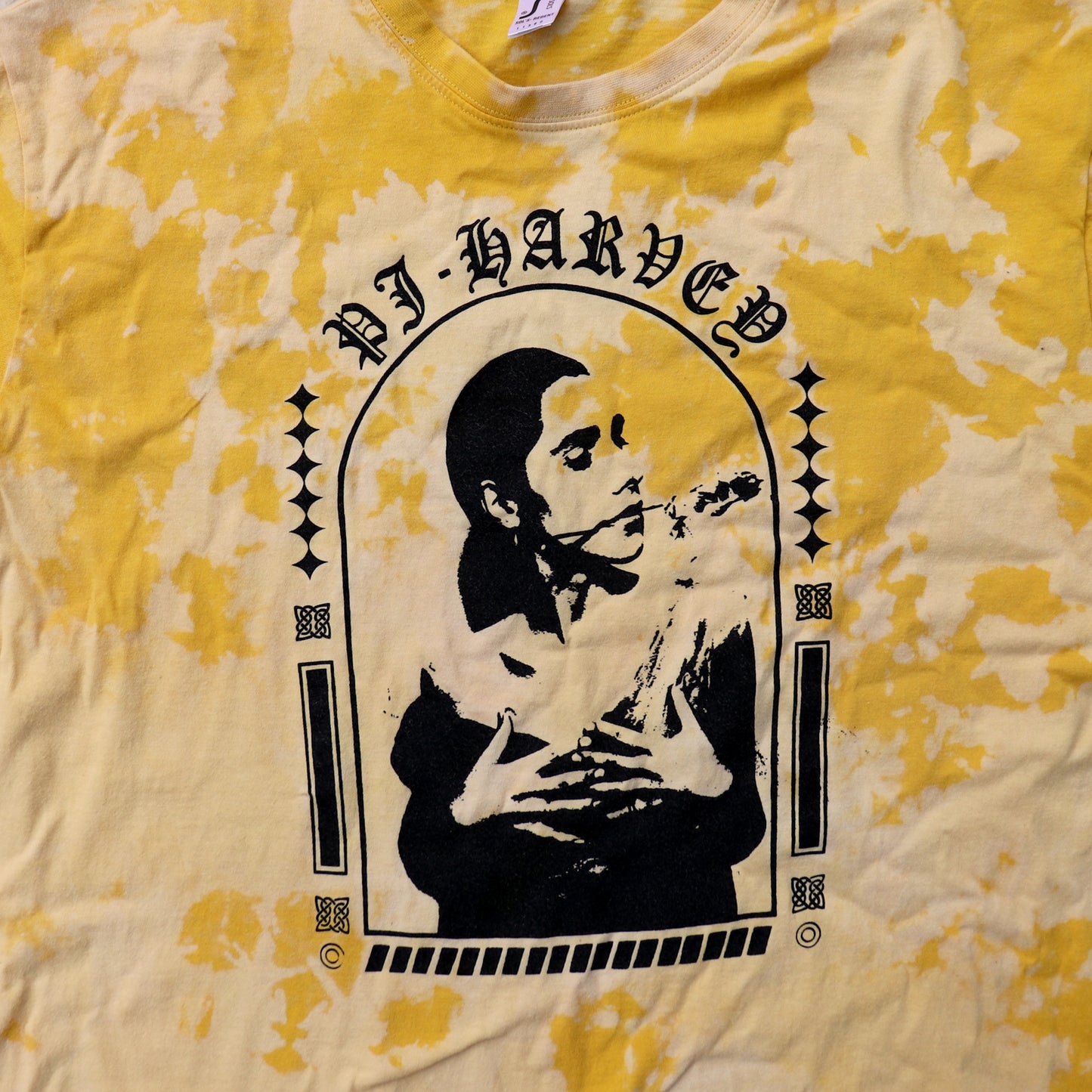 PJ Harvey Bleached Tie-Dye T-Shirt: Hand Screen Printed Reworked Tee