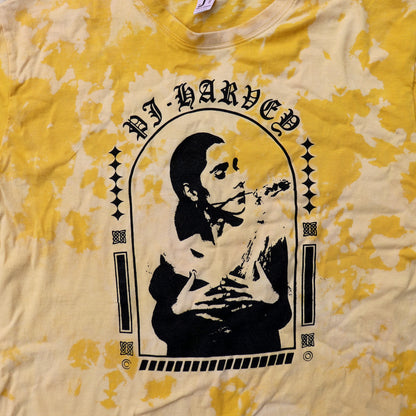 PJ Harvey Bleached Tie-Dye T-Shirt: Hand Screen Printed Reworked Tee