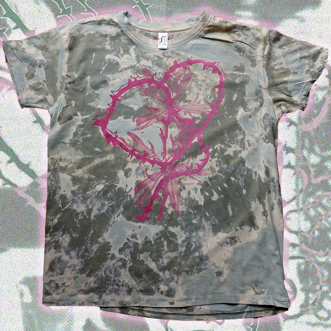 Spiky Heart - Bipolia Merch - Hand Screen Printed Bleached Tee
