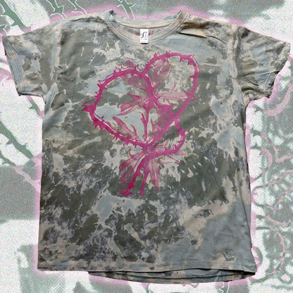 Spiky Heart - Bipolia Merch - Hand Screen Printed Bleached Tee