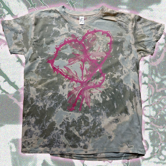 Spiky Heart - Bipolia Merch - Hand Screen Printed Bleached Tee