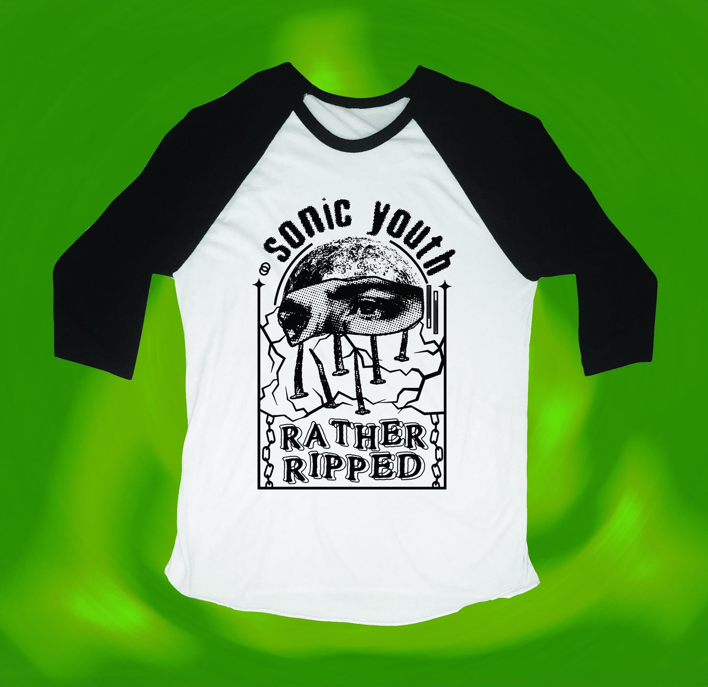 Sonic Youth Inspired Baseball T-Shirt – Hand Screen Printed
