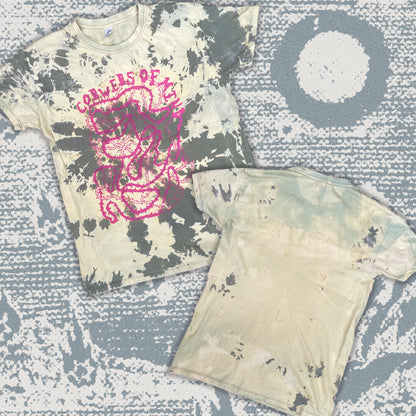 Cobwebs of Mind Bleached Tie-Dye T-Shirt: Hand Screen Printed Reworked Tee