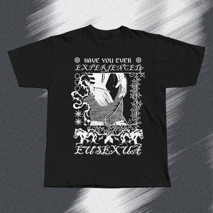 Hand screen-printed FKA twigs EUSEXUAL inspired black t-shirt on soft cotton, unisex fit.