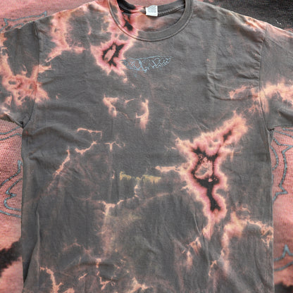 SPIKES/TEETH Bleached Tie-Dye T-Shirt: Hand Screen Printed Reworked Tee