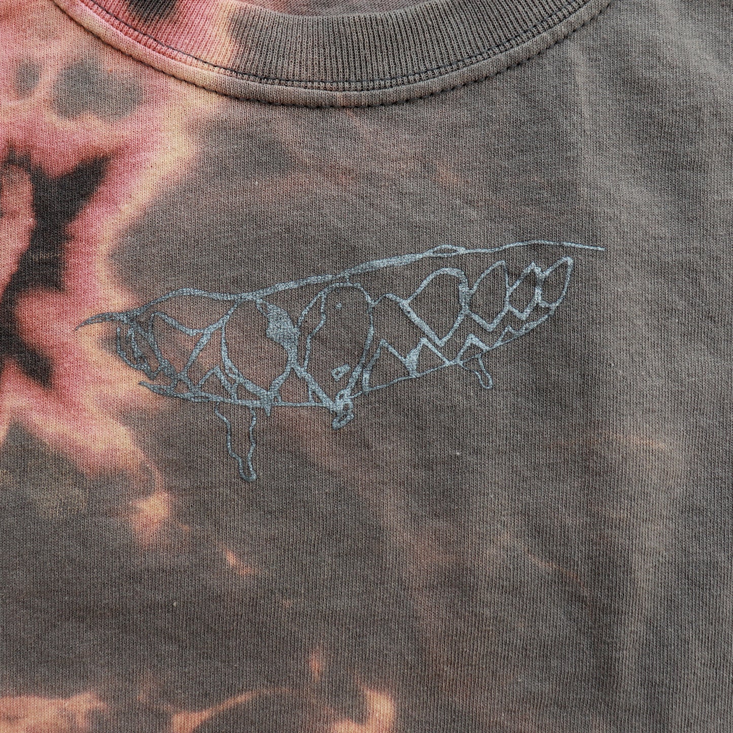SPIKES/TEETH Bleached Tie-Dye T-Shirt: Hand Screen Printed Reworked Tee