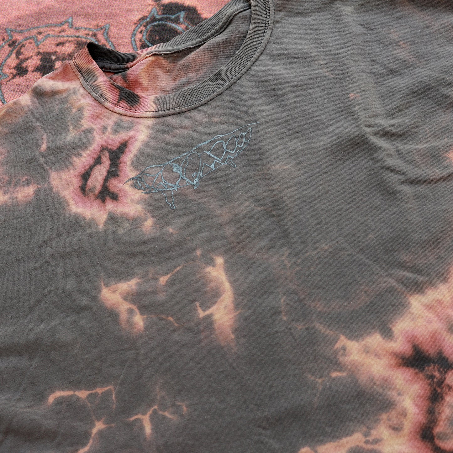 SPIKES/TEETH Bleached Tie-Dye T-Shirt: Hand Screen Printed Reworked Tee