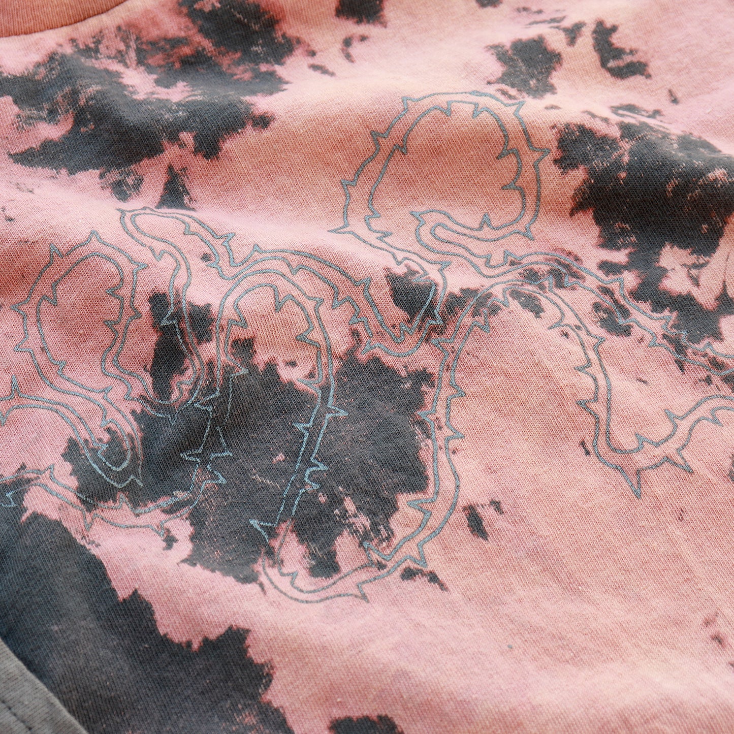 SPIKES/TEETH Bleached Tie-Dye T-Shirt: Hand Screen Printed Reworked Tee