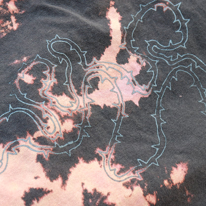 SPIKES/TEETH Bleached Tie-Dye T-Shirt: Hand Screen Printed Reworked Tee