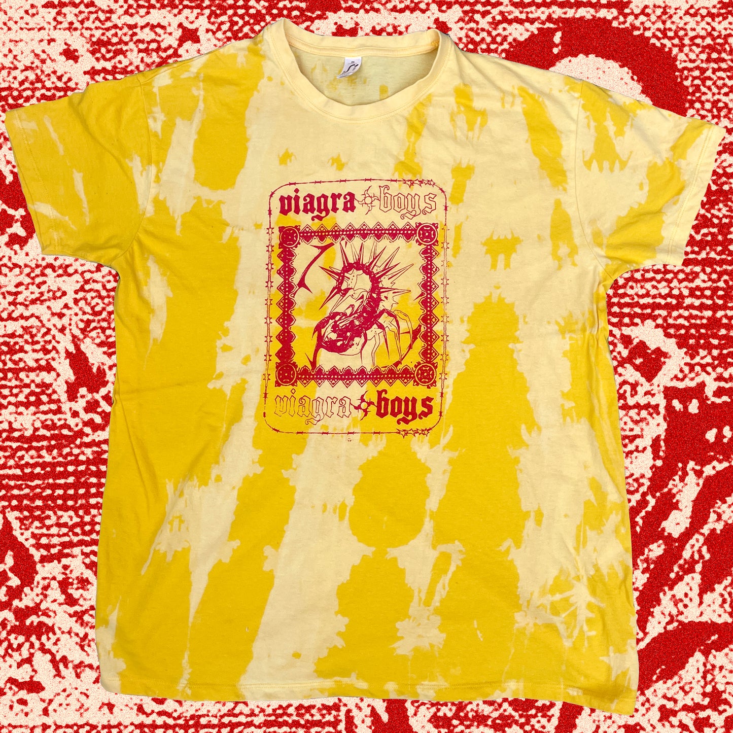 Viagra Boys Bleached Tie-Dye T-Shirt: Hand Screen Printed Reworked Tee