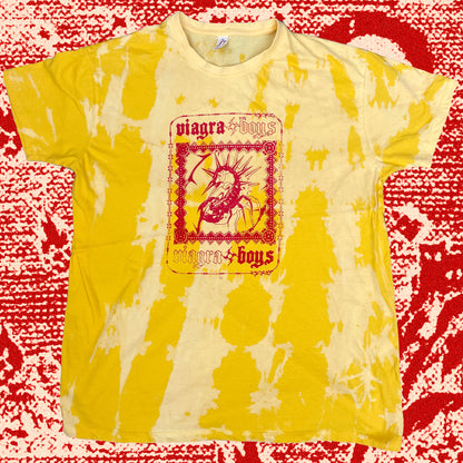 Viagra Boys Bleached Tie-Dye T-Shirt: Hand Screen Printed Reworked Tee
