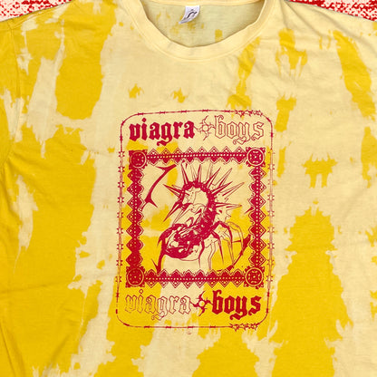 Viagra Boys Bleached Tie-Dye T-Shirt: Hand Screen Printed Reworked Tee