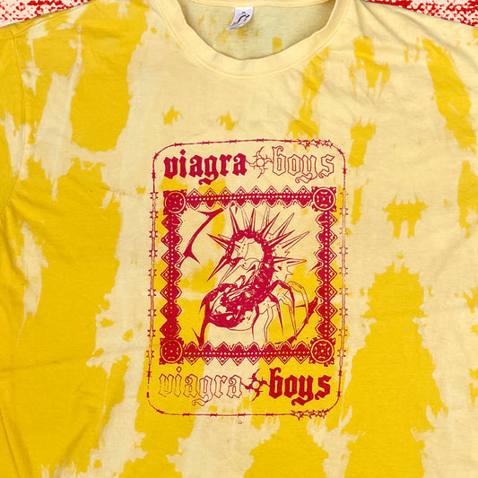 Viagra Boys Bleached Tie-Dye T-Shirt: Hand Screen Printed Reworked Tee